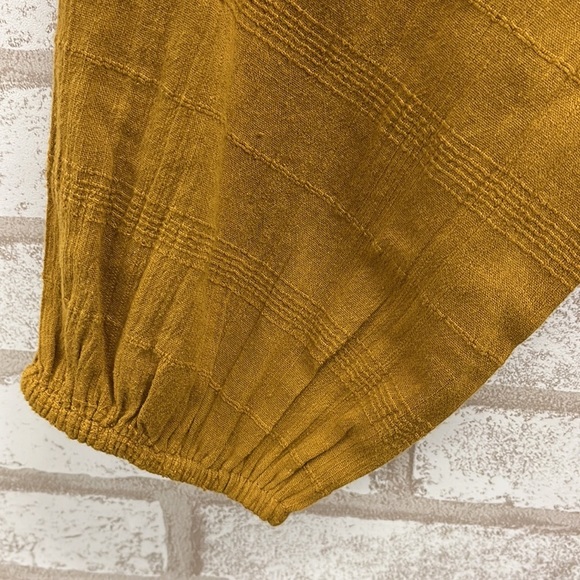 Madewell Sophia Textured Plaid Puff Sleeve Blouse XS Mustard - Picture 7 of 8